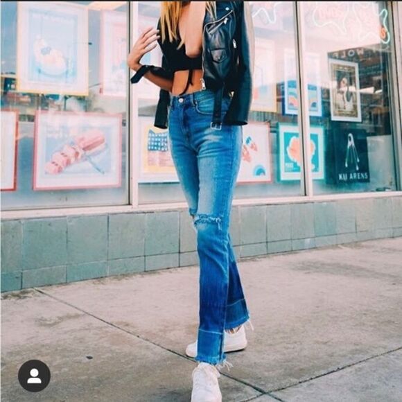 REVICE Milf Distressed Wide Leg Jeans - Picture 1 of 12